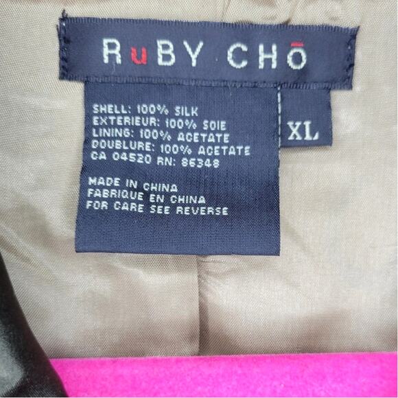 Vintage Ruby Cho Silk Zip Up Embellished Blazer XL - Picture 4 of 9